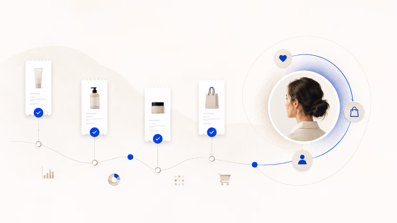 Ilustración conceptual sobre la diferencia entre medir ventas y reconocer clientes que vuelven a comprar.